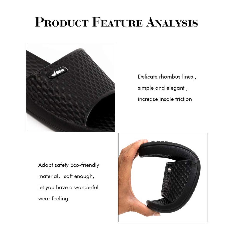 FUNKYMONKEY Womens Bathroom Shower Slippers Indoor Home Beach Non Slip Sandal (7 M US, Black) - Image 5